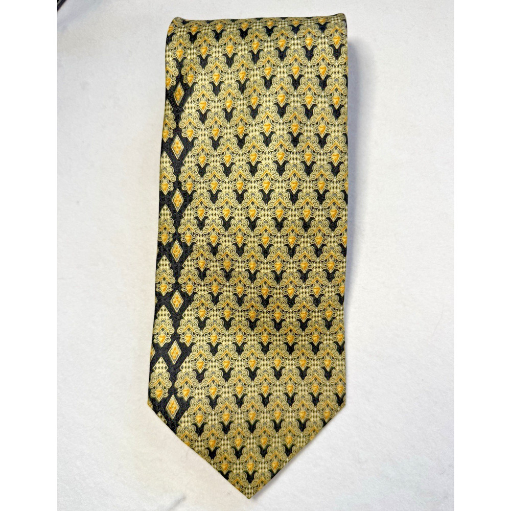 Vitaliano Pancaldi tie necktie silk gold black designer EUC